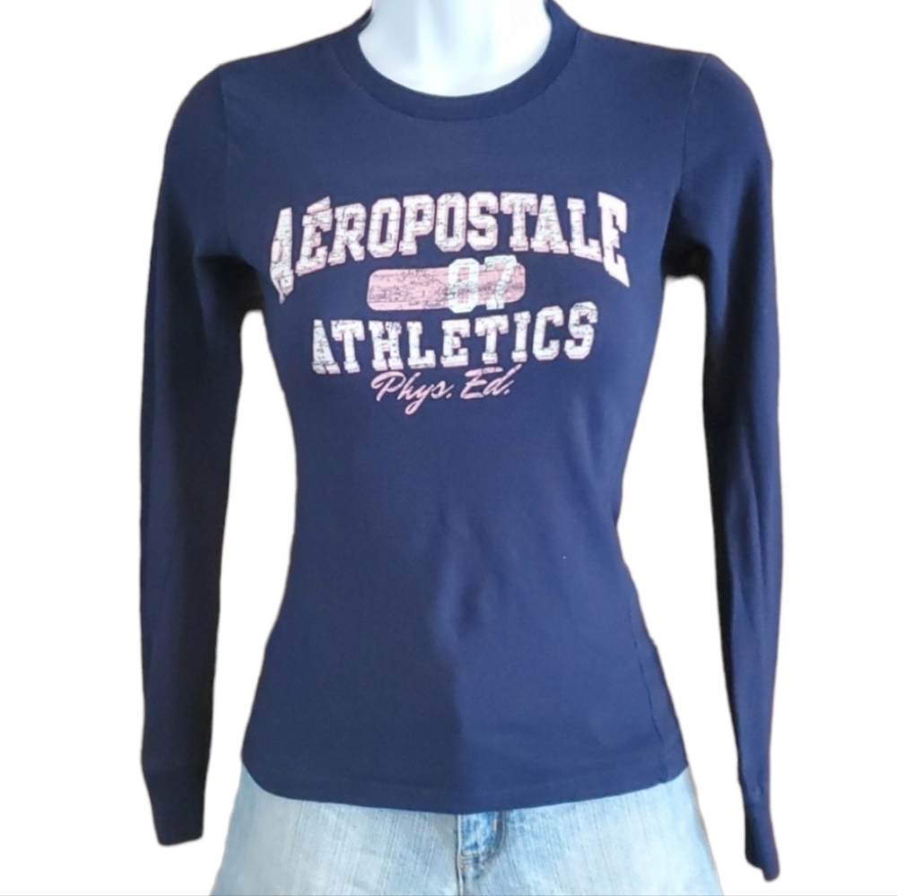 Aeropostale Junior's Navy Long Sleeve Tee